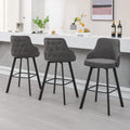 FIRAVOE Bar Stools Set of 3, 30 Swivel Bar Height Bar Stools with High Back, Linen Kitchen Barstools Bar Height for Kitchen Isla