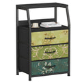 Furnulem Retro Night Stand with 3 Drawers and 2-Tier Shelf, Small Nightstand Side Table, Vintage Storage Dresser for Bedroom, Fa
