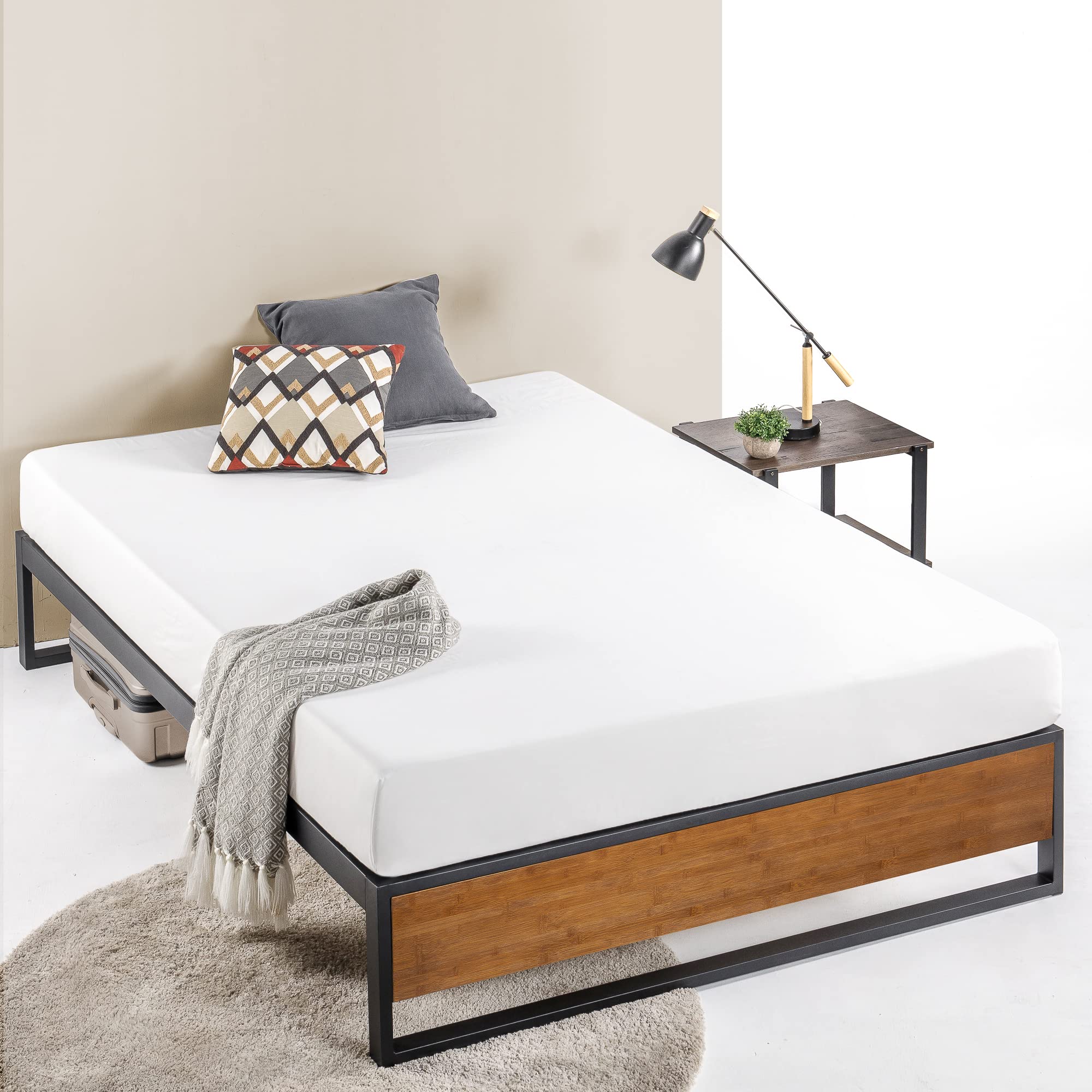 ZINUS GOOD DESIGN Award Winner Suzanne 14 Inch Bamboo and Metal Platforma Bed Frame, No Box Spring Needed, Wood Slat Support, Ch