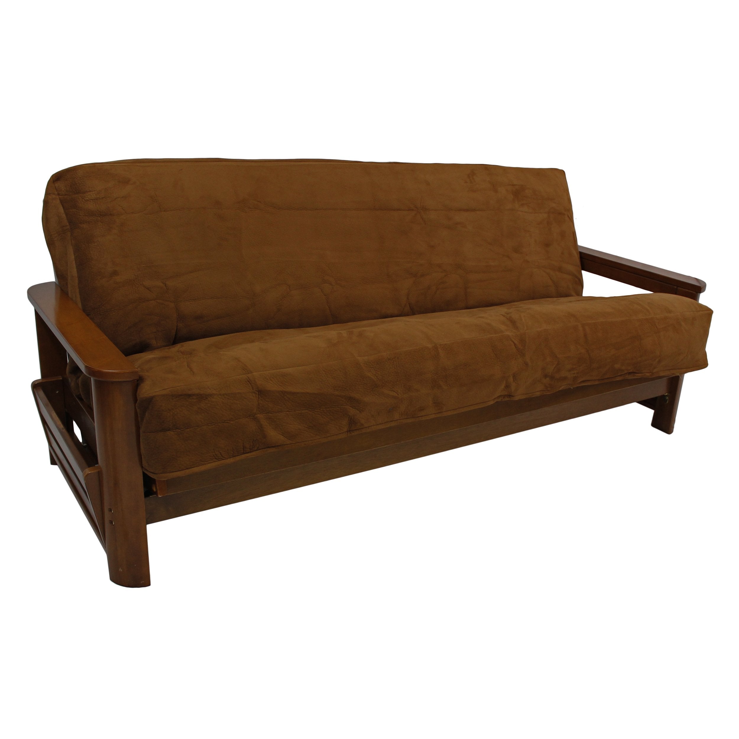 Blazing Needles Solid Foam-Backed Microsuede 8 to 9 Futon Cover, Full, Saddle Brown