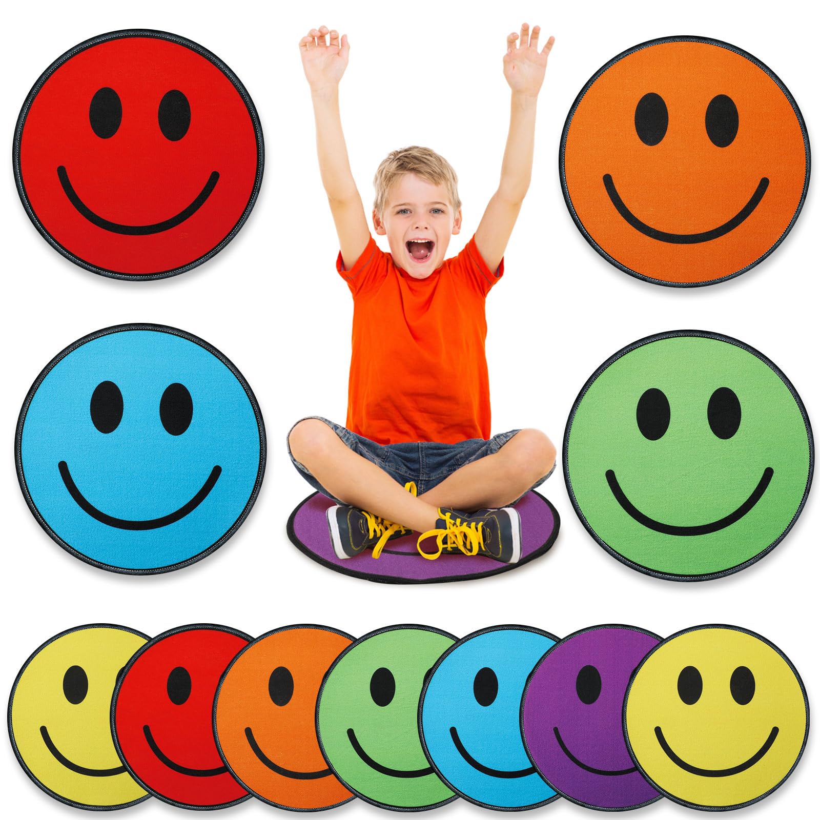 Nuanchu 12 Pcs Kids Carpet Circle Seats for Classroom 16 Inch Round Floor Mat Kids Floor Cushions Soft Educational Classroom Rug