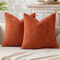 MIULEE Pack of 2 Burnt Orange Decorative Pillow Covers 18x18 Inch Soft Chenille Couch Throw Pillows Farmhouse Cushion Covers for