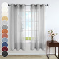 Light Grey Curtains 38 Inch Width for Kitchen Door 2 Panels Set Grommet Sheer Linen Textured Mini Short Small Window Curtains fo