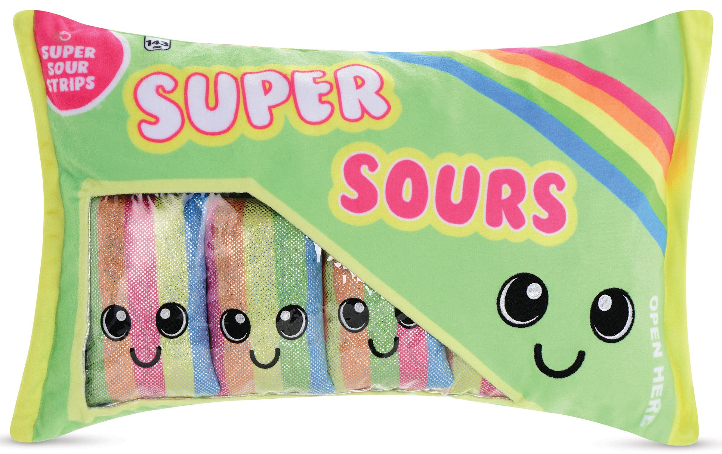iscream Play with Your Food! Super Sours Strawberry Scented Fleece Play Pillow Set with Embroidered Accents