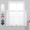 KOUFALL Kitchen Tier Curtains 30 Inches Long 2 Panels Rod Pocket Cafe Curtains Light Filtering Faux Linen Short Semi Sheer Curta
