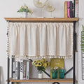 Sutuo Home Boho Sheer Curtain Valance Tier Cotton Linen with Bohemian Handmade Tassels, Short French Farmhouse Window Treatment 