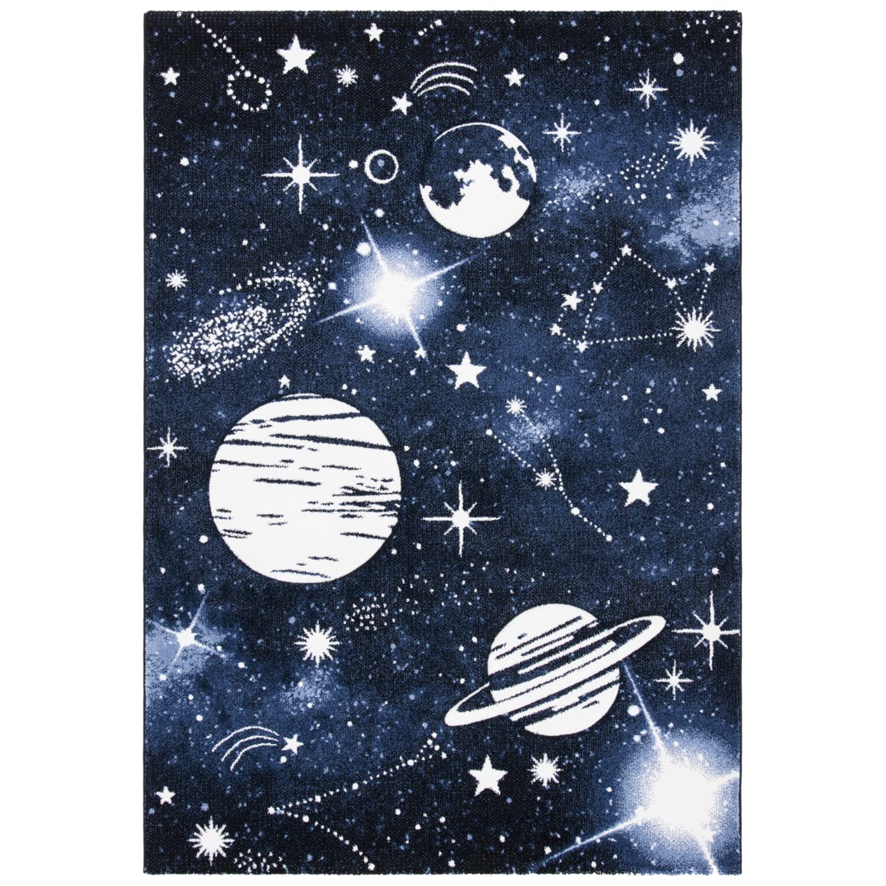 SAFAVIEH Carousel Kids Collection Area Rug - 10 x 14, Dark Blue & Light Blue, Non-Shedding & Easy Care, Ideal for High Traffic