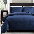 Loves cabin Twin Quilt Set Navy Blue Bedspreads - Soft Bed Summer Quilt Lightweight Microfiber Bedspread- Modern Style Wave Pat
