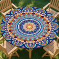 pickyNproud Round Tablecloth Waterproof round fitted tablecloth with elastic Fits 36-44 Round Tables for Dinner, Outdoor, Picnic