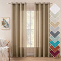MIULEE Tan Brown Faux Linen Textured Semi Sheer Curtains 2 Panels Set, Natural Burlap Look Window Drapes for Bedroom Living Room