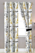 Sapphire Home Paris Themed Black and Gold Curtains - 2 Panels Set with Sheer Backing and Silver Grommet, Eiffel Tower Decor, Pri