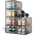 HOMIDEC Shoe Storage, 6 Pack Shoe Organizer Hard Plastic Shoe Box, Shoe Boxes Clear Plastic Stackable, Shoe Boxes with Lids for 