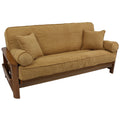 Blazing Needles Solid Microsuede Double Corded 8 to 9 Futon Cover Set with 4 Throw Pillows (Set of 5), Full, Camel