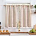 jinchan Striped Linen Kitchen Curtains 36 Inch Length Pinstripe Farmhouse Cafe Tier Curtains for Living Room Bathroom Rustic Hal