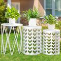 Y&M Set of 3 Nesting Metal Round Coffee Table, Side Table End Table for Indoor Outdoor Multifunctional Use, Heavy Duty Metal Pla