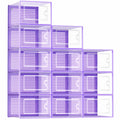 Kuject Shoe Organizers Storage Boxes for Closet, 12 Pack Clear Plastic Stackable Storage Bins with Lids, Under Bed Shoe Containe