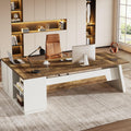 Tribesigns 78 L-Shaped Executive Desk, Large Modern Office Desk with Drawers and Lateral File Cabinet, Business Furniture with S
