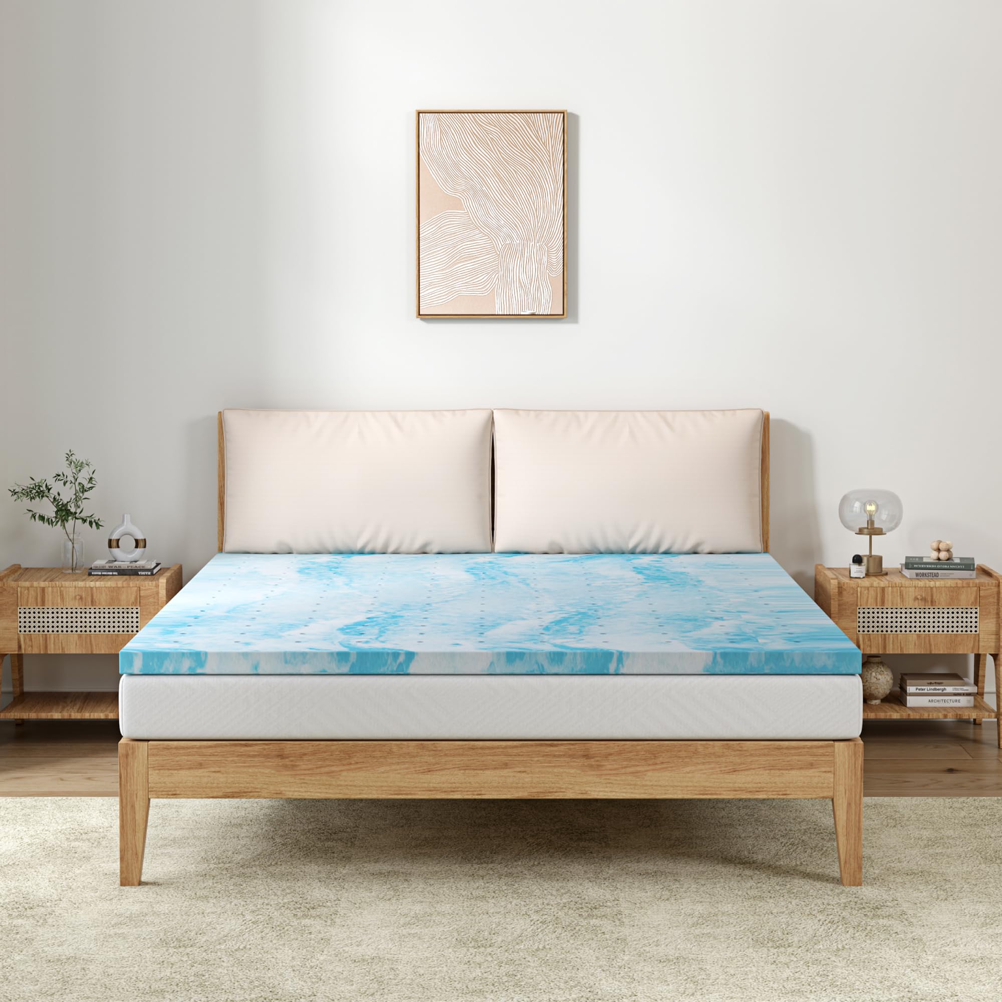 EGOHOME 3 Inch King Size Memory Foam Mattress Topper, Gel Infused Memory Foam Bed Topper, Cooling Mattress Pad, CertiPUR-US Cert