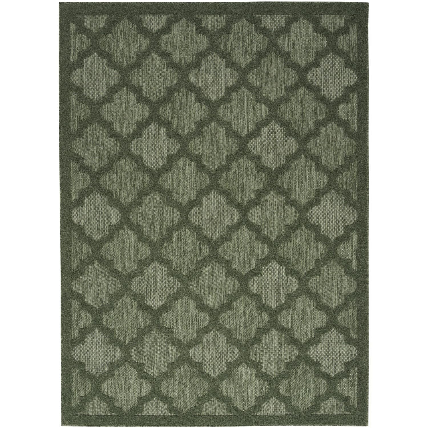 Nourison Easy Care Indoor/Outdoor Green 4 x 6 Area Rug, Easy Cleaning, Non Shedding, Bed Room, Living Room, Dining Room, Backy