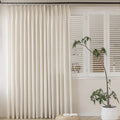 MAIHER Faux Linen Semi Sheer Pinch Pleated Drapes for Living Room, Light Filtering Pleated Curtain Panels 96 Inches Long with Ho