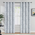 FMFUNCTEX White Grey Blackout Curtains for Bedroom 84 inch Length Floral Printed Living Room Curtain Panels for Farmhouse D  cor