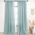 KOUFALL Sea Green Back Tab Rod Pocket Linen Sheer Curtains for Bedroom 52 by 96 Inches Long