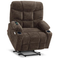 MCombo Power Lift Recliner Chair with Extended Footrest for Big Elderly People, Fabric R7289 (Brown, Medium-Wide)