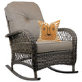 TXGDPIONEER Outdoor Wicker Rocking Chair, All Weather Resin Rattan Wicker Rocking Chairs, for Garden Backyard Lown Porch,1pc,Bro