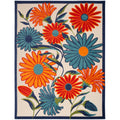 Nourison Aloha Outdoor Multicolor 10 x 14 Area Rug, Easy Cleaning, Non Shedding, Bed Room, Living Room, Dining Room, Deck, Bac