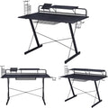 Techni Sport Gaming Desk - Two-Way Computer Desk with Elevated Monitor Stands, CD Rack, Cup Holder, & Accessories Storage for a 