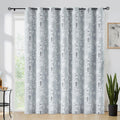 FMFUNCTEX 100% Blackout Sliding Door Curtains for Living Room, Grey Floral Print Extra 100 Wide Window Curtain Panels for Slidin