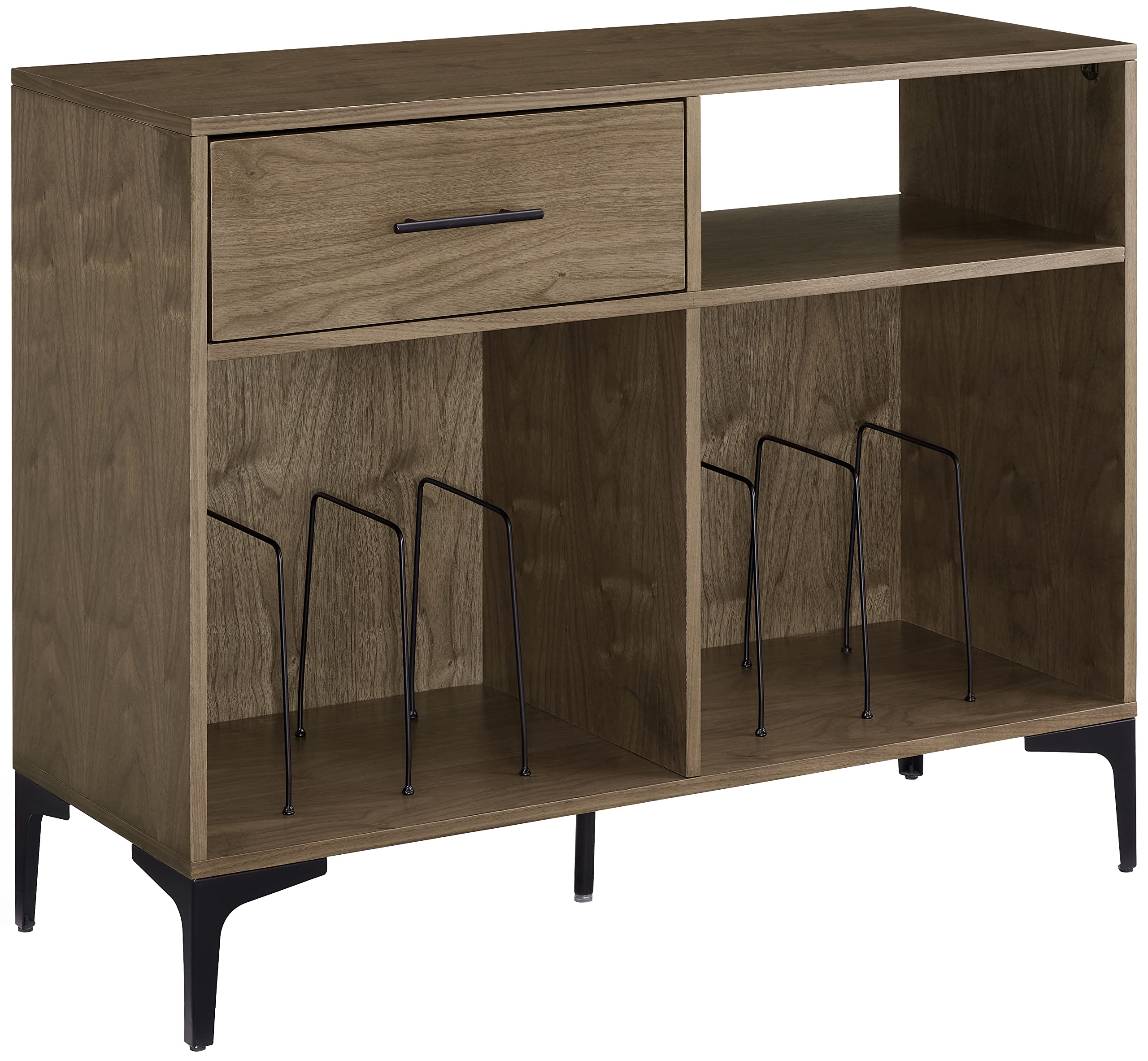 Crosley Furniture Sydney Media Console and Record Player Stand with Storage for Vinyl Records, Walnut