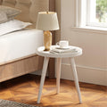 Apicizon Round White Side Table, Tray Nightstand Coffee End Table for Living Room, Bedroom, Small Spaces, Easy Assembly Bedside 
