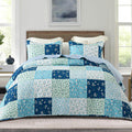 Whale Flotilla Reversible Patchwork Quilts Twin Size, Lightweight Boho Printed Bedspreads Coverlets Quilt Bedding Set with 1 Pil