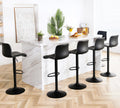 HeuGah Swivel Bar Stools Set of 6, Counter Height Bar Stools with Back, Adjustable Bar Stools 24 to 32, Black Faux Leather Bar S