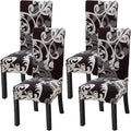 Yiaizhuo Chair Covers for Dining Room Set of 4 Pack Slipcovers High Back Chairs Cover Stretch Slipcover Flower Dark Brown