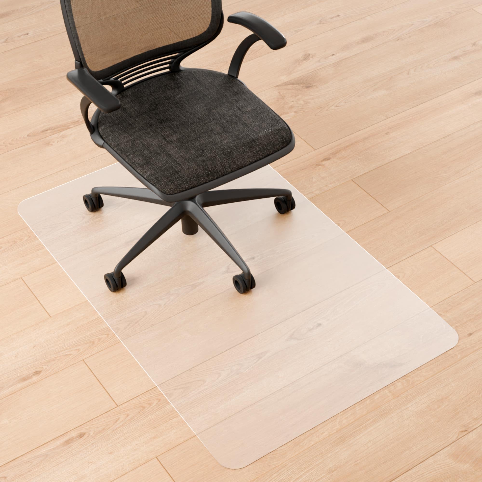 Naturei Chair Mat for Hard Floors- 48  x 30 , Office Floor Mat for Rolling Chairs, Clear Plastic Desk Chair Mat, Easy Glide, Und