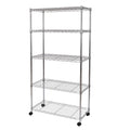 Seville Classics 5-Tier Wire Shelving with Wheels, 5-Tier, 30 W x 14 D (NEW MODEL), Chrome Plating, Plated Steel