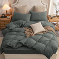 PURE ERA Jersey Knit Duvet Cover Set 100% T-Shirt Cotton Super Soft Comfy 2pc Bedding Set with Zipper Closure (Solid Dark Greeni