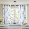 MYSKY HOME Kitchen Curtains - 54 Inch Long Floral Thermal Insulated Light Blocking Soft Window Leaf Printed Farmhouse Curtains f