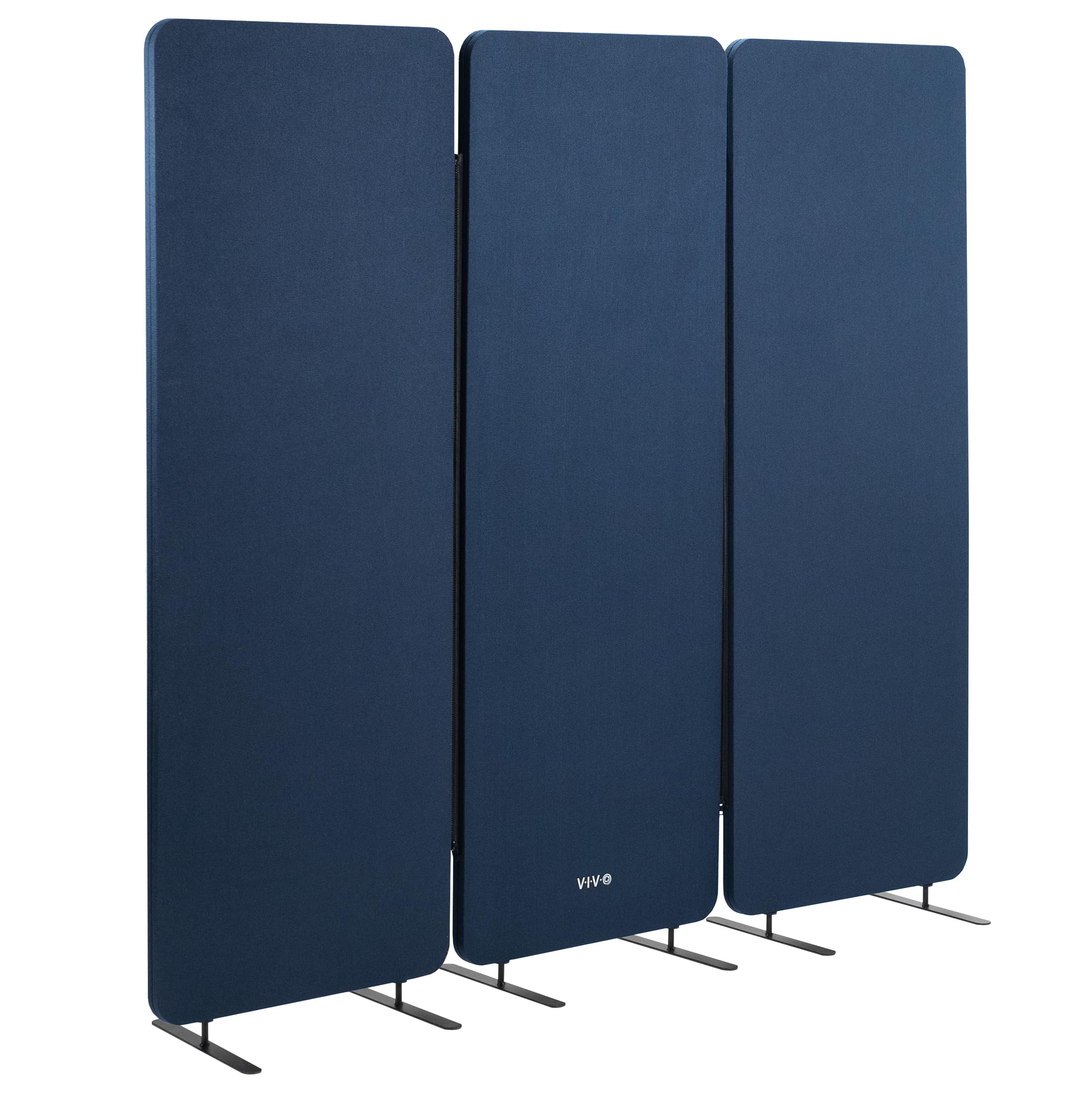 VIVO Freestanding 72 x 66 inch Privacy Panel, Cubicle Divider, Acoustic Wall Partition, x3 24 inch Panels, Navy Blue, PP-3-T072N
