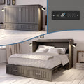 AFI Southampton Queen Murphy Bed Chest with Mattress, Storage, and Built-in Charger in Grey