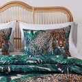 Barefoot Bungalow Jungle Cat Quilted Pillow Sham, 1 Count, King 20x36-inch, Teal