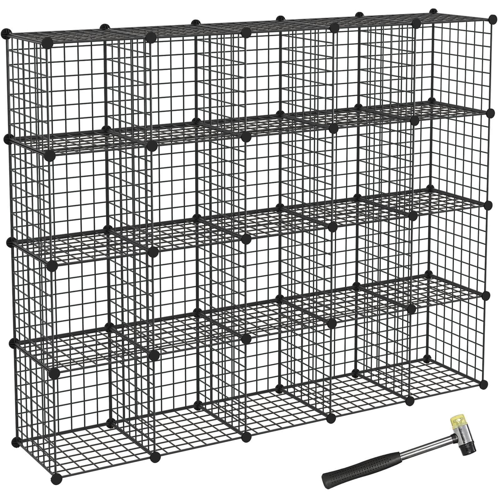 HUBSON Wire Cube Storage Organizer, Book/Toy/Craft/Potted Plants and Pet Closet Organizers and Storage Shelves, 20-Cube Freely C