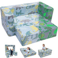 MeMoreCool Modular Kids Sofa,Toddler Play Couch Fold Out for Playroom, Dinosaur Glow in Dark Convertible Plush Foam Chair for Ch