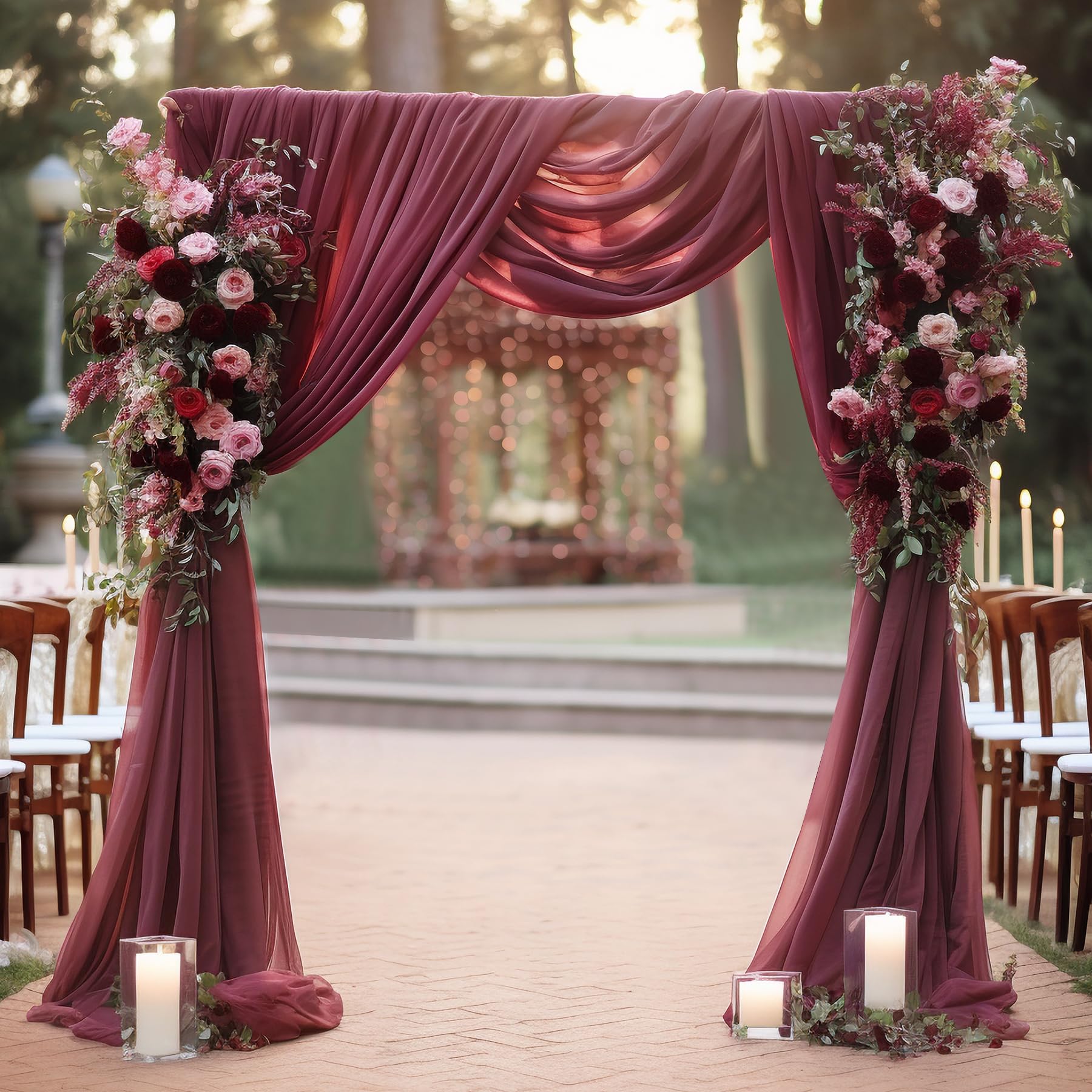 gogoparti Burgundy Arch Drape for Wedding Arch Draping Fabric Drapery Ceiling for Wedding Ceremony Party Decoration 27.5 X 19FT 