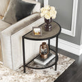 SAYGOER Half Moon Bed Side Tables Night Stand Small End Tables for Living Bed Room 2 Tier Wood Couch Tables with Black Metal Sto