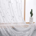 AmHoo 2 Panels Embroidered Leaf Pattern Semi Sheer Curtains Foliage Floral Voile Window Draperies Treatment for Bedroom Living R