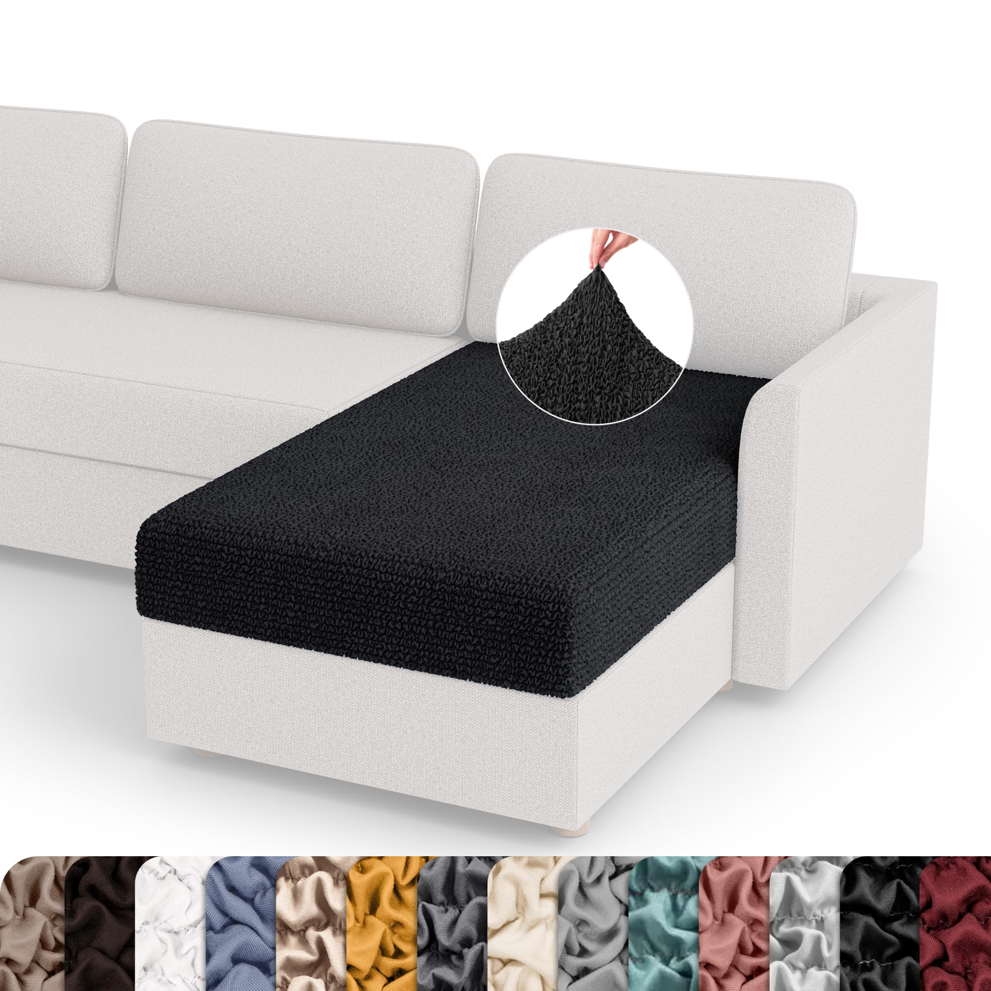 PAULATO BY GA.I.CO. Chaise Cushion Cover for L Shape Sofa & Chaise Lounge - Sectional Lounge Seat Slipcover - Large Stretch Seat
