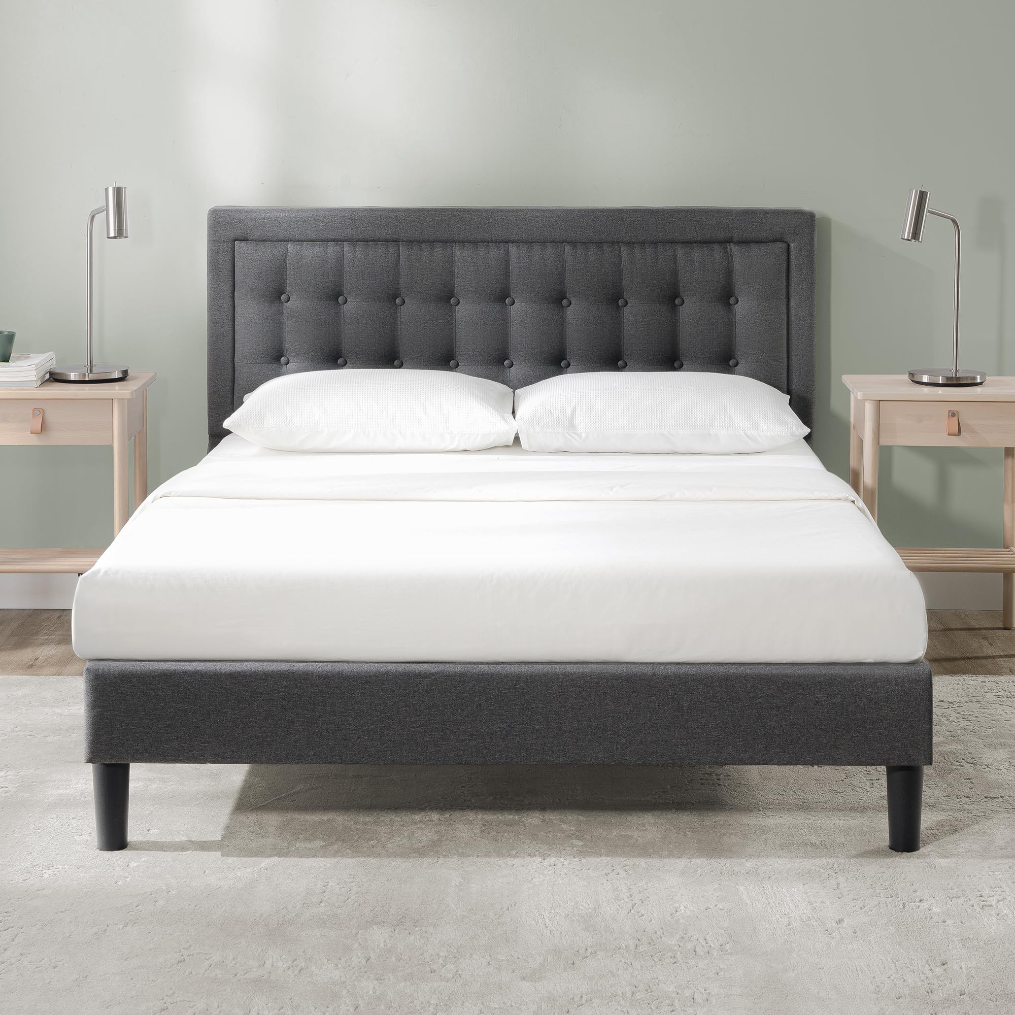 Zinus Dachelle Upholstered Platform Bed Frame, Mattress Foundation, Wood Slat Support, No Box Spring Needed, Eco Friendly Wonder